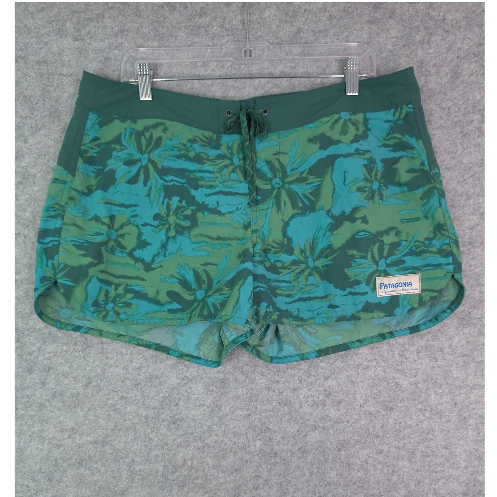Patagonia Wavefarer Boardshorts Womens Sz 14 Legend Coastal Teal Green Tropical